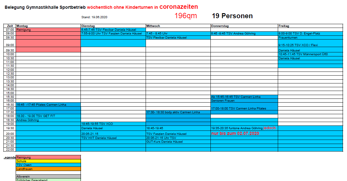 GymnastikraumBelegungsplan 2020 corona19062020